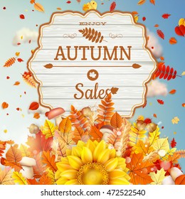 Background on a theme of autumn. Sale. EPS 10 vector file included