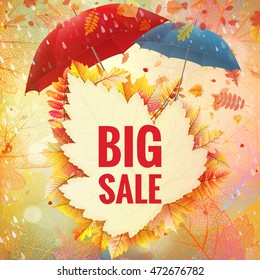 Background on a theme of autumn. Sale. EPS 10 vector file included