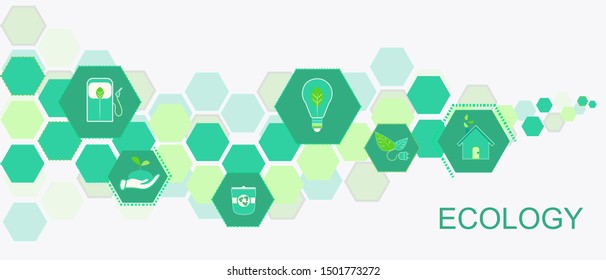 Background on the theme of ecology with icons