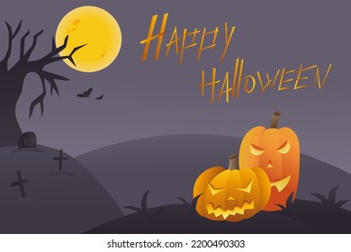Background on the theme of Halloween with pumpkins. Happy halloween lettering