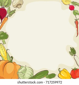 Background on the theme of Thanksgiving Day / Vegetables top view, a rich harvest of farm products
