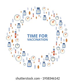 Background on the theme of vaccination. New travels after the pandemic, passport, antibodies. Travel permit. Vector illustration