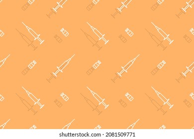 Background on the theme of vaccination. Seamless pattern from syringes.