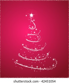 Background with one christmas tree in pink color