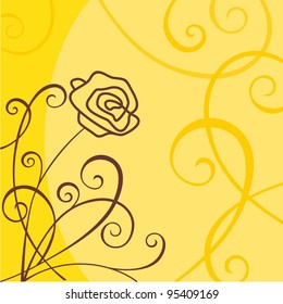Background with one flower. Hand-drawn rose.
