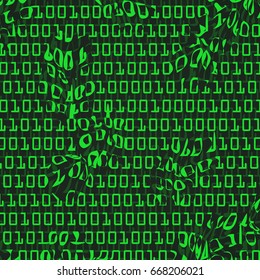 Background of ones and zeros, damage, virus, data loss