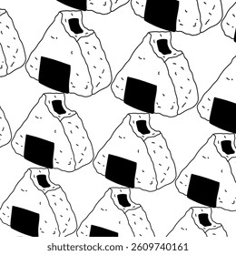 Background Onigiri triangle rice ball vector illustration symbol isolated on white background. Cute Cartoon Vector for Coloring and Drawing Food and Drinks Isolated on White Background