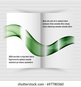 Background open book, wave abstraction green