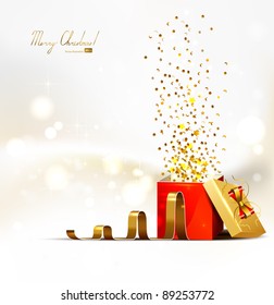 fondo con regalo navideño brillante abierto