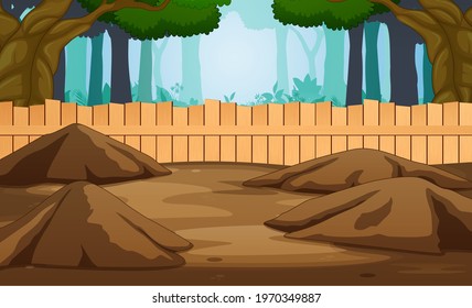 Background of the open cage near the forest illustration