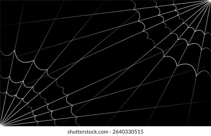 Background of opposite corner cobwebs on black background with gradients for decoration