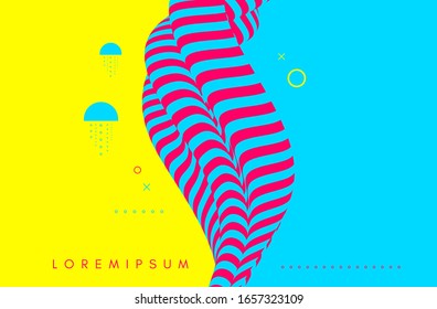 Background with optical illusion. Pattern can be used as a template for brochure, annual report, magazine, poster, presentation, flyer and banner. 3d vector illustration. 