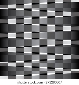Background with optical illusion, squares in a checkerboard pattern and translucent uneven stripes.