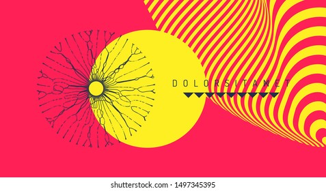 Background with optical illusion.Array with dynamic particles.  Pattern can be used as a template for brochure, annual report, magazine, poster, presentation, flyer and banner. 3d vector illustration.
