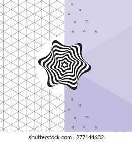 Background optical star with isometric grid vector abstract composition