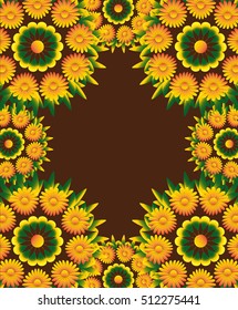  background with orange marigold flowers. Vector illustration.