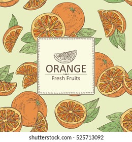 Background With Orange And Orange Slice. Hand Drawn