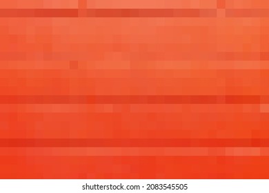 Background of orange squares connected horizontally. Geometric texture of carrot color. Horizontal pattern of square orange pixels, space for your design or text