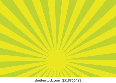 Background of orange sun rays. Bright flash of yellow light. Radial warm pattern with gradient.