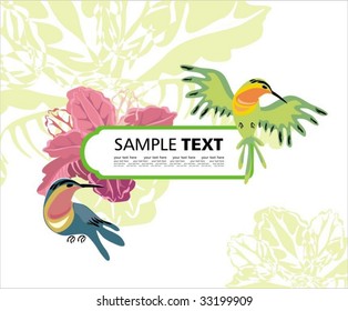 Background with orchids Ñ?Ñ?Ð² humming-bird