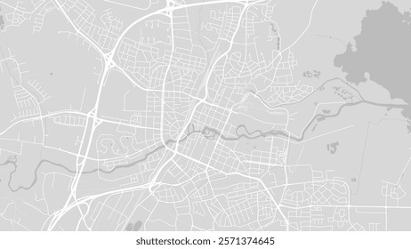 Background Orebro map, Sweden, white and light grey city poster. Vector map with roads and water. Widescreen proportion, digital flat design roadmap.