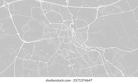 Background Orebro map, Sweden, white and light grey city poster. Vector map with roads and water. Widescreen proportion, digital flat design roadmap.