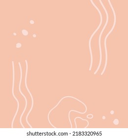Background with organic abstract shapes and leaves. Line in pastel colors.  Background in minimalist style. Contemporary vector Illustration.