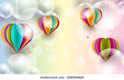 Background with origami  hearts. Vector illustration. Wallpaper.flyers, invitation, posters. Images vectorielles