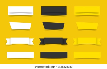 Background in origami style.. Empty strips of paper. Yellow, black and white paper. Blank template for placing text. Vector clipart isolated on white background. 