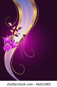 Background with ornament and elegant ribbon