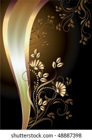 Background with ornament and elegant ribbon