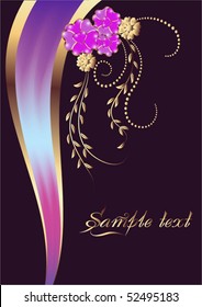Background with ornament and elegant ribbon.