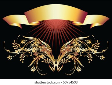 Background with ornament and elegant ribbon