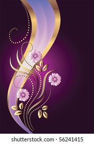 Background with ornament and elegant ribbon