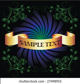 Background with ornament and golden ribbon