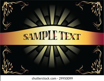Background with ornament and golden ribbon