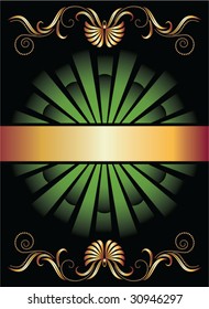Background with ornament and golden ribbon