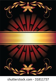 Background with ornament and golden ribbon