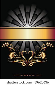 Background with ornament and golden ribbon