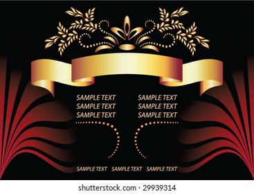 Background with ornament and golden ribbon for various design artwork