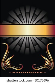 Background with ornament and golden ribbon for various design artwork