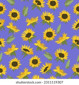 background ornament pattern of blooming sunflowers