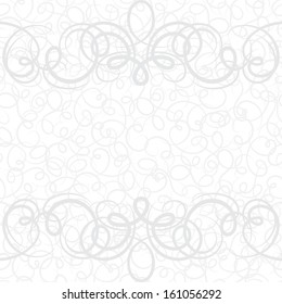 Background with ornamental curly frame in retro style.