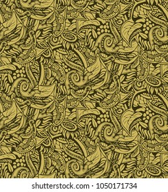 Background ornamental natural patterned warm green-yellow