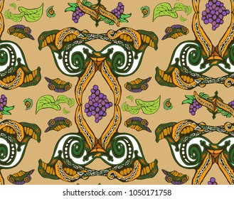 Background of ornamental natural wallpaper patterned with curls