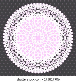 Background with ornamental round lace pattern. Vector illustration.