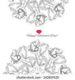 Background with ornamental round with peonies. Vector illustration