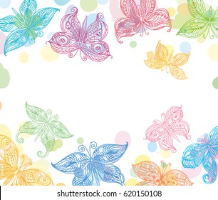 Background with ornate butterflies
