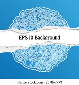 Background with Ornate Floral Pattern on Blue