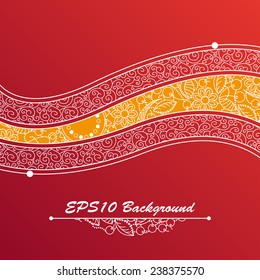 Background with Ornate Floral Pattern in a Wave